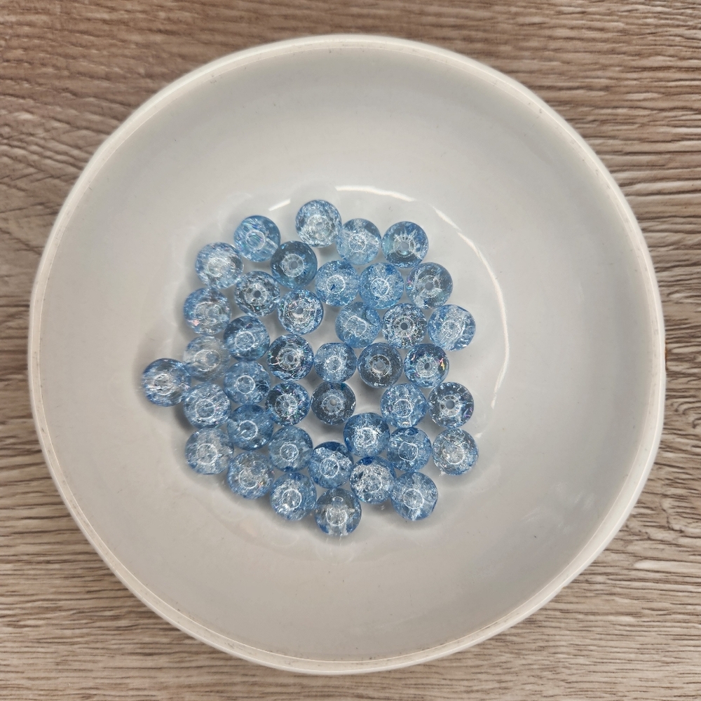 Blue Glass Beads 8mm Round 40 Bead Count #54